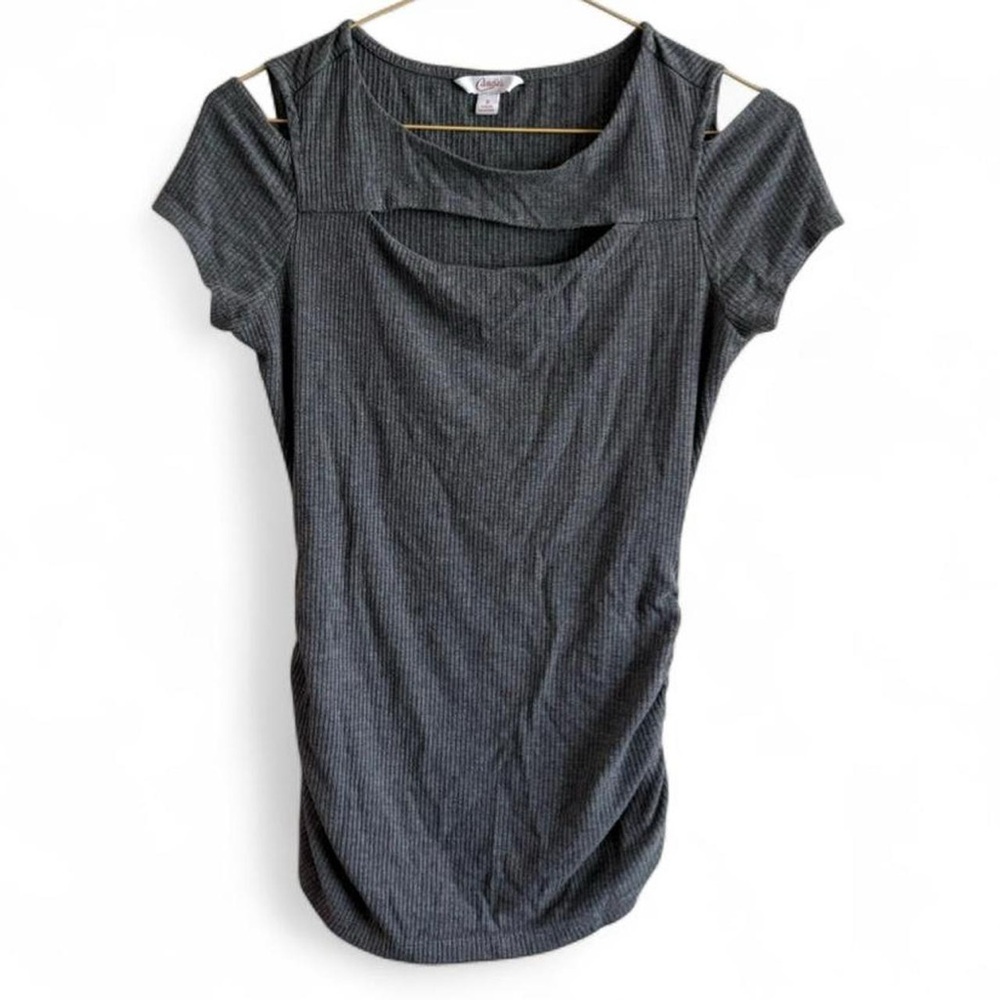 Y2K Candie’s Grey Ribbed Cutout Top Size Small